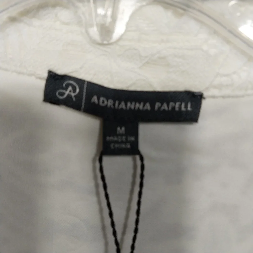 Adrianna Papell Womens Blouse Floral Lace Flutter Sleeve M Ivory AD1S303204